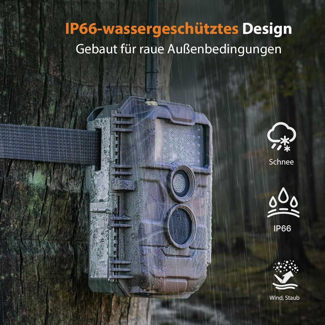 GardePro E6 Wildkamera WLAN Antenne 24MP 1296P mit Bewegungsmelder Nachtsicht No Glow Infrarot 940nm