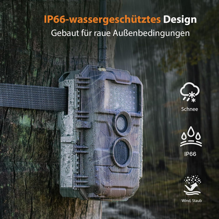 GardePro E6 Wildkamera WLAN Antenne 24MP 1296P mit Bewegungsmelder Nachtsicht No Glow Infrarot 940nm