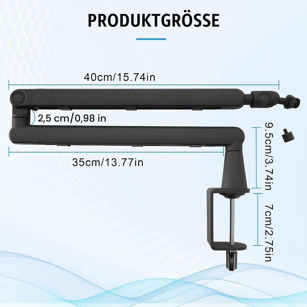 uyoyous Mikrofon Arm Verstellbarer 360° Aluminium Mikrofonständer für 3/8" 5/8" Adapte Mikrofon Halt