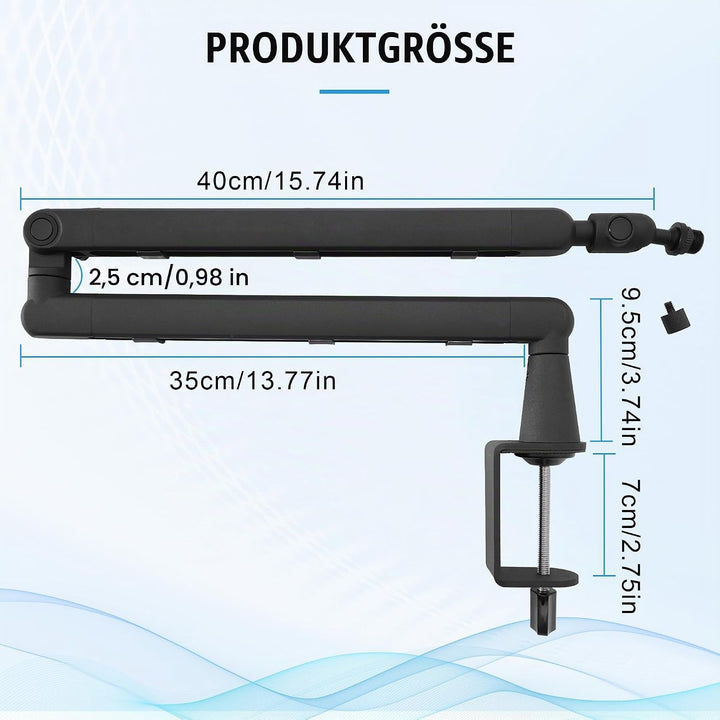 uyoyous Mikrofon Arm Verstellbarer 360° Aluminium Mikrofonständer für 3/8" 5/8" Adapte Mikrofon Halt