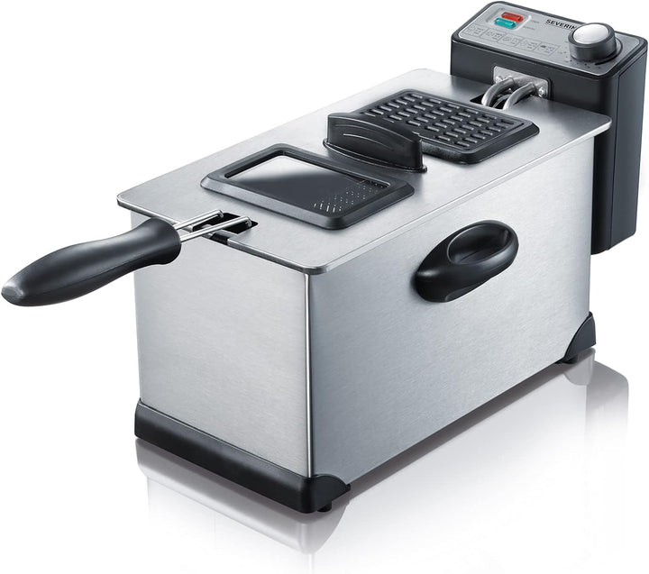 SEVERIN S72431 FR 2431 Fritteuse (2.000 W, 3 L Kapazität, 400 g,Frittiermenge) edelstahl/schwarz