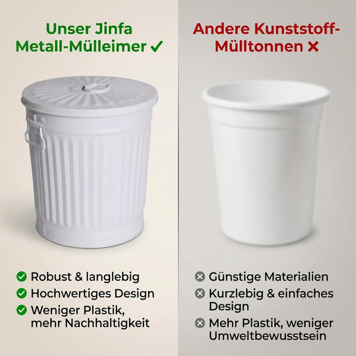 Jinfa Mülleimer mit Deckel 62L Ascheeimer mit Deckel feuerfest Blecheimer Futtertonne Pferd Metallei