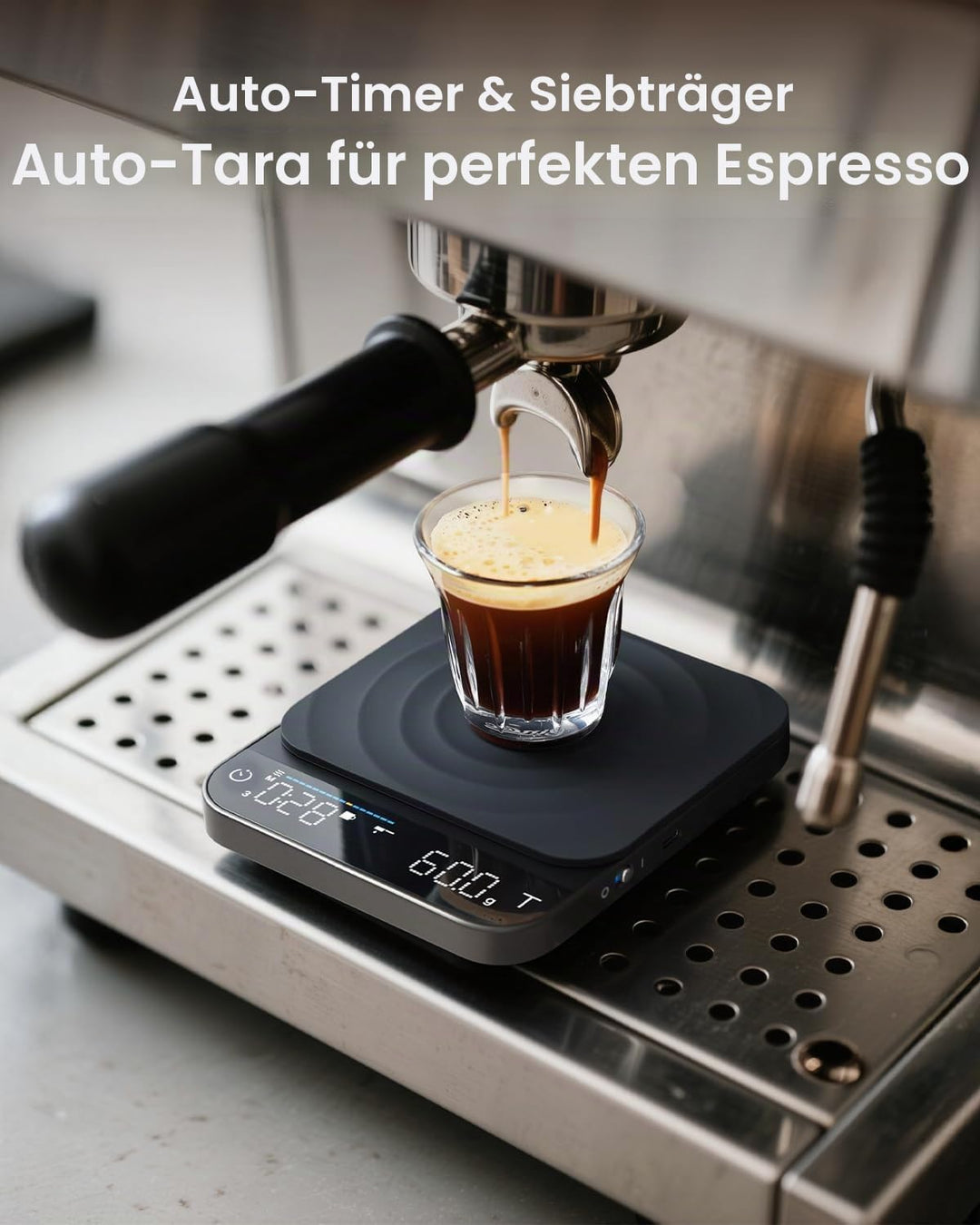 RENPHO Digitale Kaffeewaage mit Timer, Wiederaufladbare 0,1g/3kg Präzise Espressowaage mit Automatis