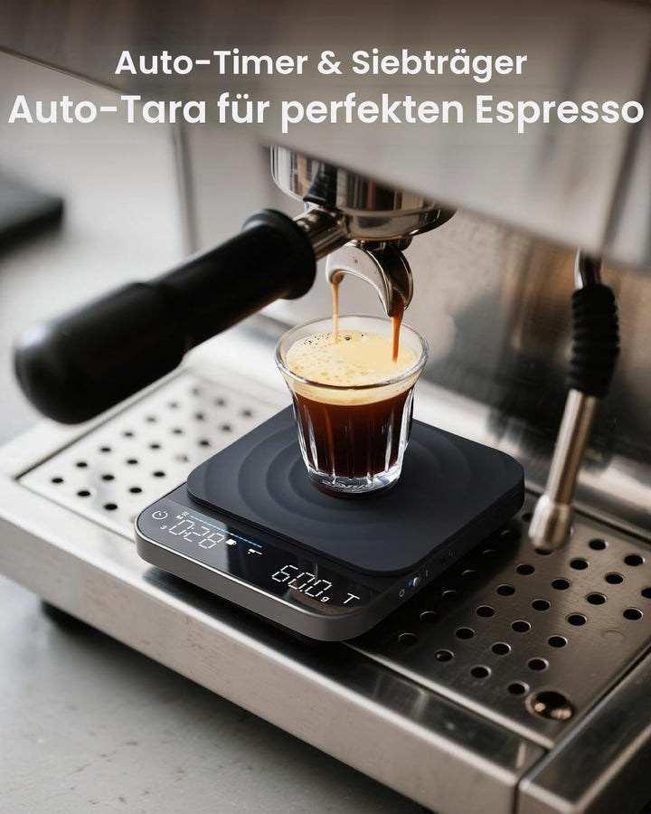 RENPHO Digitale Kaffeewaage mit Timer, Wiederaufladbare 0,1g/3kg Präzise Espressowaage mit Automatis