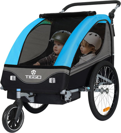 Tiggo S2 Kinderanhänger mit Federung Jogger 2 in 1 Kinder Buggy fahrradanhänger Anhänger 360° Drehba