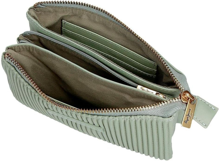 Pepe Jeans Aurora Geldbörse Drei Fächer Grün 17,5 x 9,5 x 2 cm Kunstleder Grün dreifache Geldbörse,