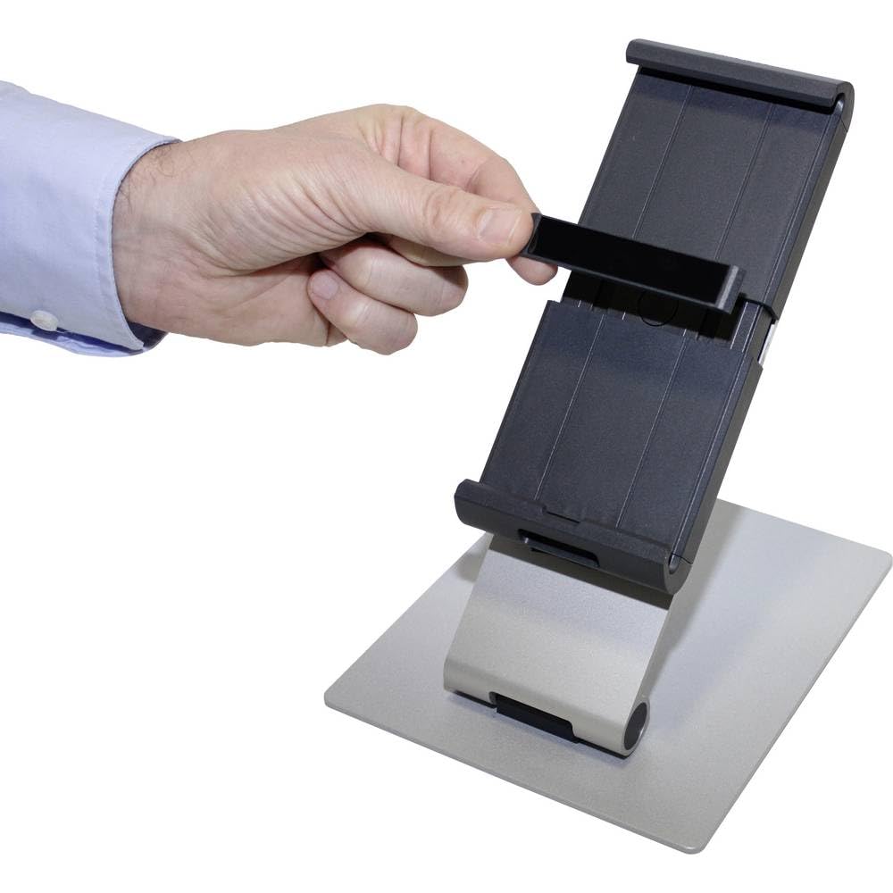 Durable Tablet Tischhalterung (für Tablets 7-13 Zoll, 360° drehbar mit Diebstahlsicherung) silber/an