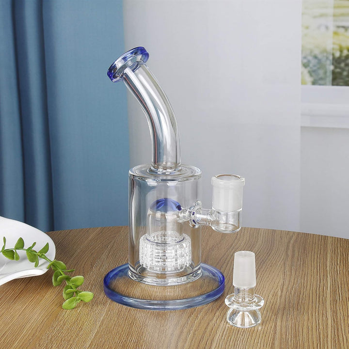 The7boX Thick Bong Glass Water Pipes Smoke Blue Bongs with Percolator 18.8 mm Blau, Blau