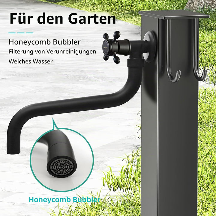KOPYFANTAP Wasserhahn Wandmontage Kaltwasser, Messing Wand 360°Drehbar Waschtischarmatur, Single Kal