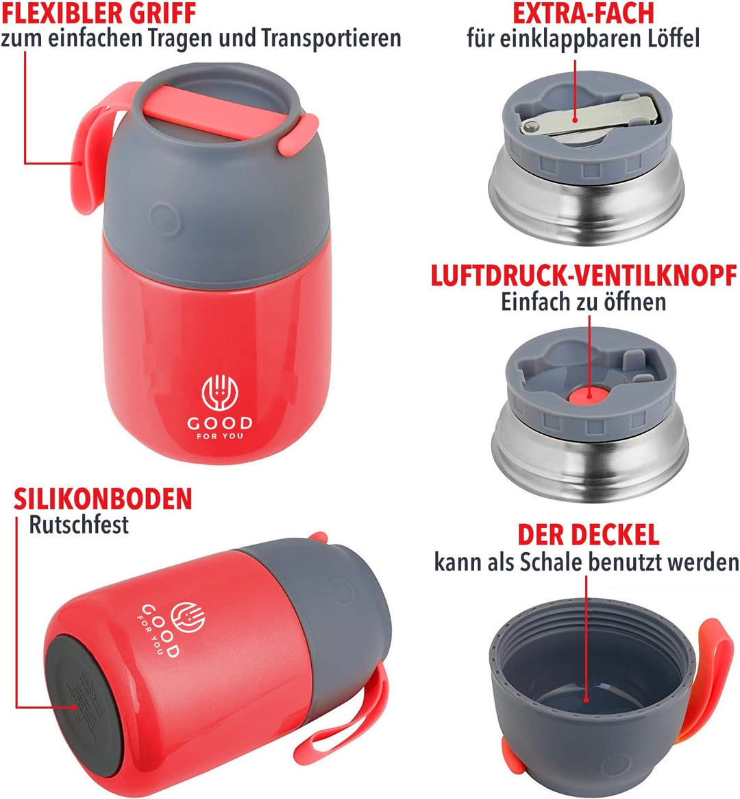 GOOD FOR YOU - Isolierter Lebensmittelbehälter – 530 ml Edelstahlbehälter für warme und kalte Mahlze