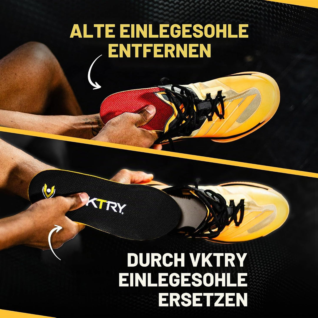 VKTRY Leistungsstarke Einlegesohlen: Kohlefaser-Sporteinlagen für Sportler, stossdämpfende Einlegeso