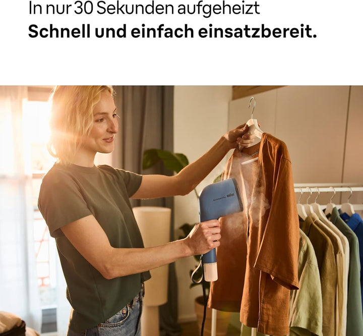 Braun QuickStyle 3 GS3024BL, kompakter und leichter Steamer, Dampfglätter mit schneller Aufheizung,
