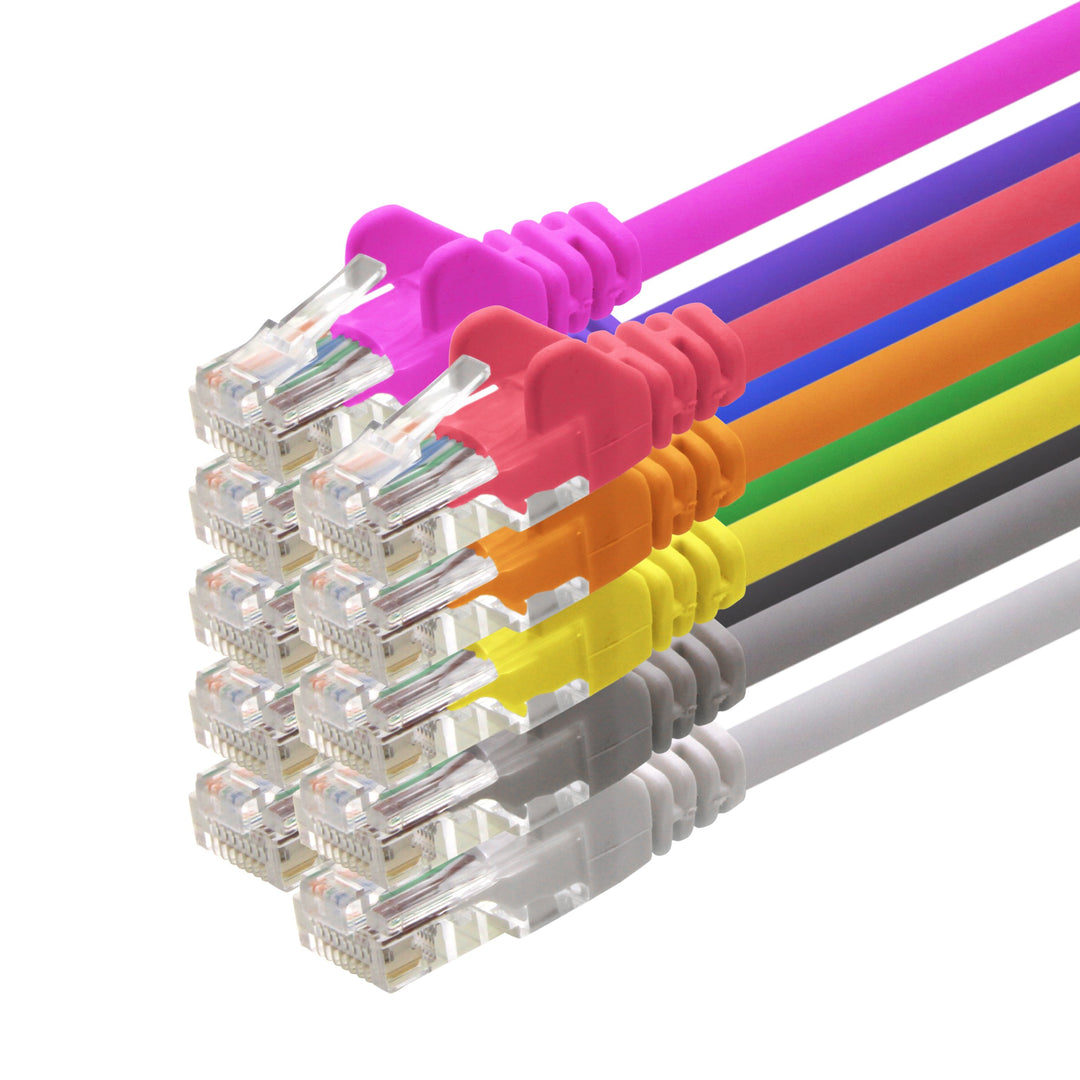 1aTTack CAT5 UTP Netzwerk-Patch-Kabel mit 2x RJ45 Stecker Set 10-Farben - 10m 10m Multicolor, 10m Mu