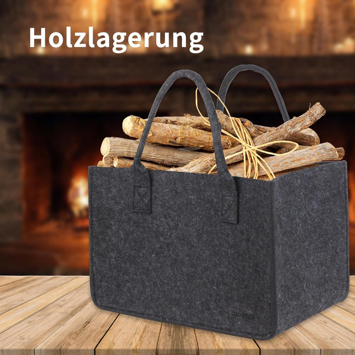 2Stk Filztasche Einkaufskorb,30L grosse Einkaufs-Tasche Filztaschen Shopping Bag, zweifarbig dunkelg