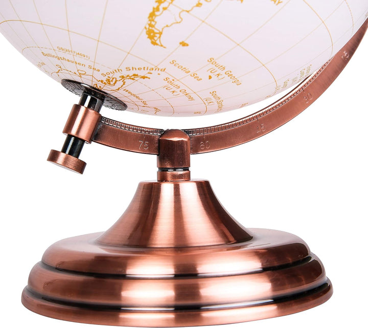 Exerz 20cm Globus Golden Farbe Metallisch - Pädagogische, Geografische, Moderne Desktop-Dekoration -
