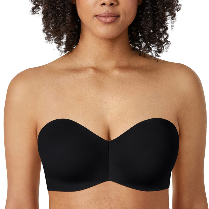DELIMIRA Damen Minimizer Trägerloser BH mit Bügel ohne Polster ohne Geformte Cups 80C Schwarz, 80C S
