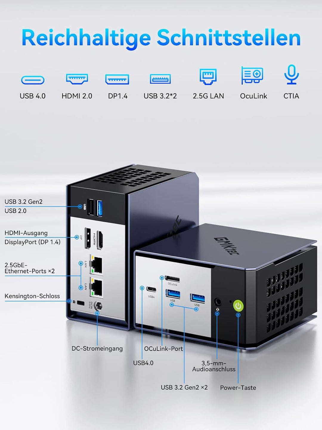 GMKtec K16 Gaming Mini PC AMD Ryzen 7 7735HS (4,75 GHz) 32 GB DDR5 RAM + 1 TB SSD PCIe, Dual-NIC-LAN