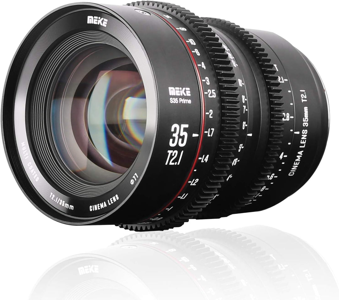 Meike 35 mm T2.1 S35 Manueller Fokus Weitwinkel Prime Cinema Objektiv für Canon EF Mount und EOS C10