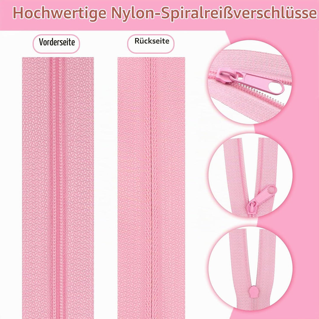 DOITEM 39,2 mm Reissverschlüsse Nylon Endlos Reissverschluss Set mit Schieber und Reissverschluss zu