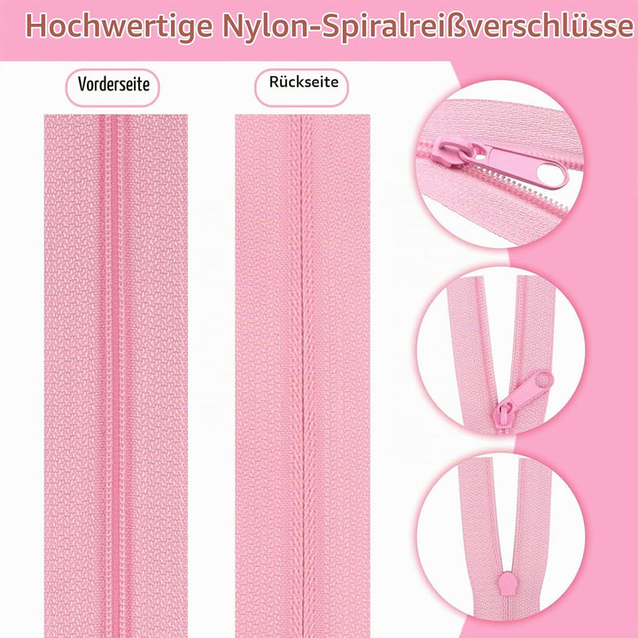 DOITEM 39,2 mm Reissverschlüsse Nylon Endlos Reissverschluss Set mit Schieber und Reissverschluss zu