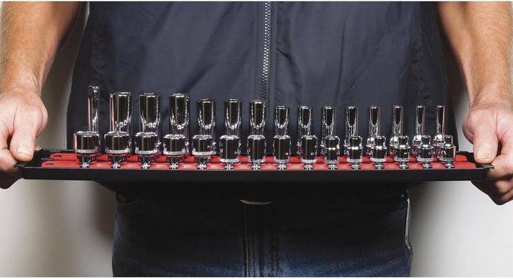 Ernst Verarbeitung Boss 2-rail Universal Twist Lock Socket Tablett, 8452 19", 1/4" Drive Rot, 19", 1