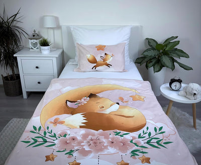 Theonoi Kinderbettwäsche Kleinkinder Baby Bettwäsche Babybett komplett Set Bettbezug 100x135 & Kisse