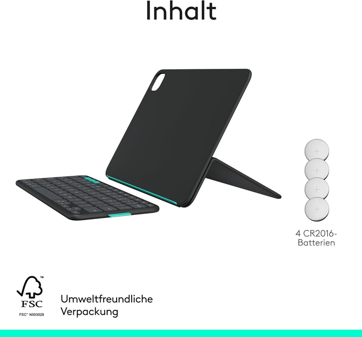 Logitech Flip Folio, Tastatur-Case für iPad Pro 11 Zoll (M4 & M5) und iPad Air 11 Zoll (M2 und M3) (
