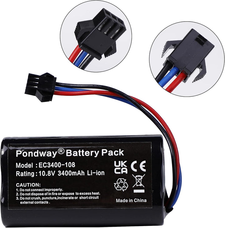 3400mAh 10.8V EC3400-108 Ersatzakku Kompatibel mit Ecovacs D36A/D36B/D36C/D36E/DA60/DA611/DB35/Deebo