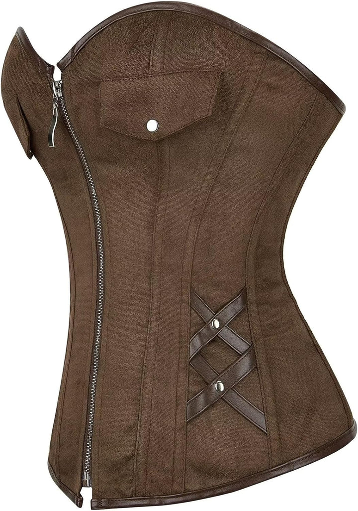 Jutrisujo Korsett Damen Korsage Top Top Corsage Oberteil Steampunk Grosse Grösse, Brown