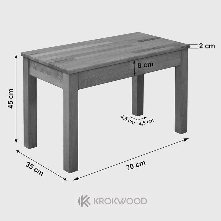 Krok Wood Sitzbank Tomas aus Massivholz (Eiche, 70 x 35 x 45 cm) 70 x 35 x 45 cm Eiche, 70 x 35 x 45