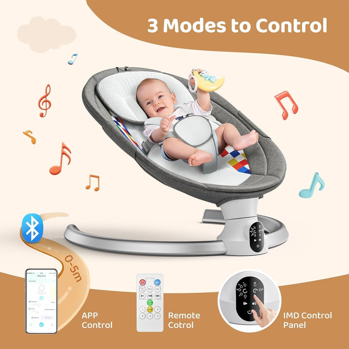 Babywippe, Babyschaukel Elektrisch mit Kabel und mit Bluetooth, Elektronisch Baby Schaukelsitz Babyw