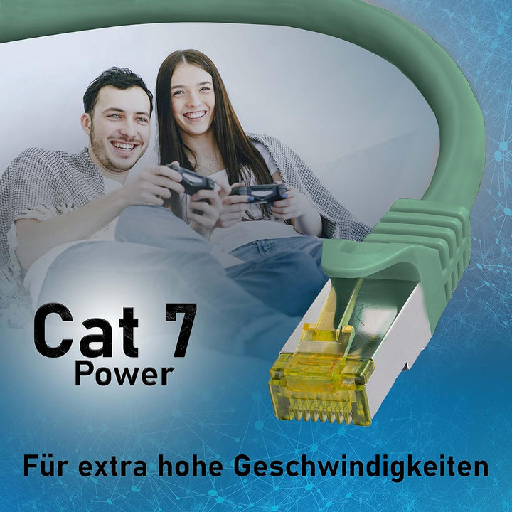 BIGtec LAN Kabel 5 Stück 5m Netzwerkkabel CAT7 Ethernet Internet Patchkabel CAT.7 grün Gigabit doppe