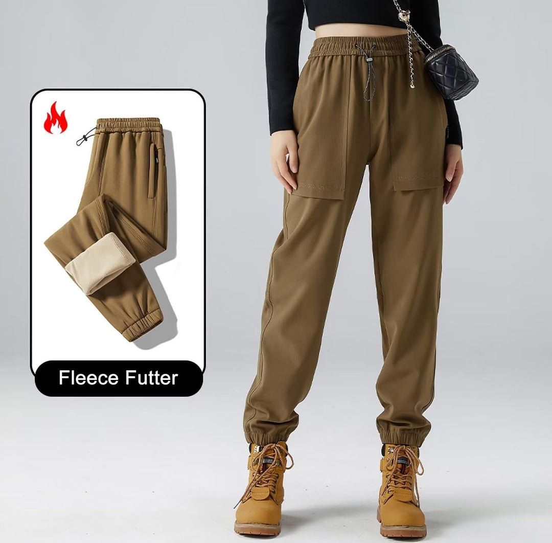 FLYGAGA Damen Wanderhose Wasserdicht Softshellhose Jogginghose Fleece Gefüttert Warm Winddicht Winte