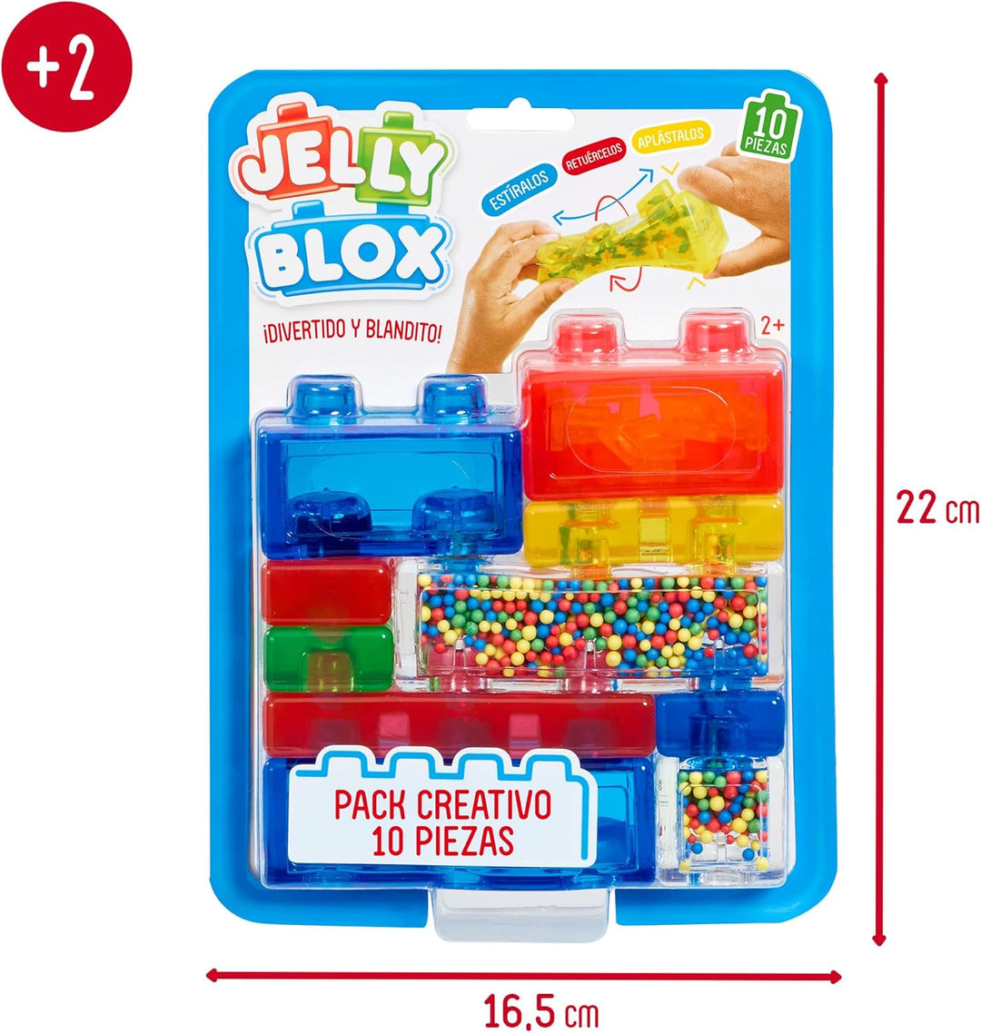 Bizak Jelly Blox Kreativ-Set, 10-teilig, sensorisches Baustein-Set mit weichen und bunten Bausteinen