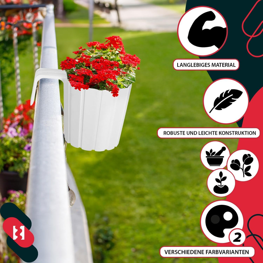 KOTARBAU® 4er Set Blumentopf Hängend - Pflanzkübel - ⌀ 15 cm H: 13 cm Weiss - Übertopf Kunststoff -
