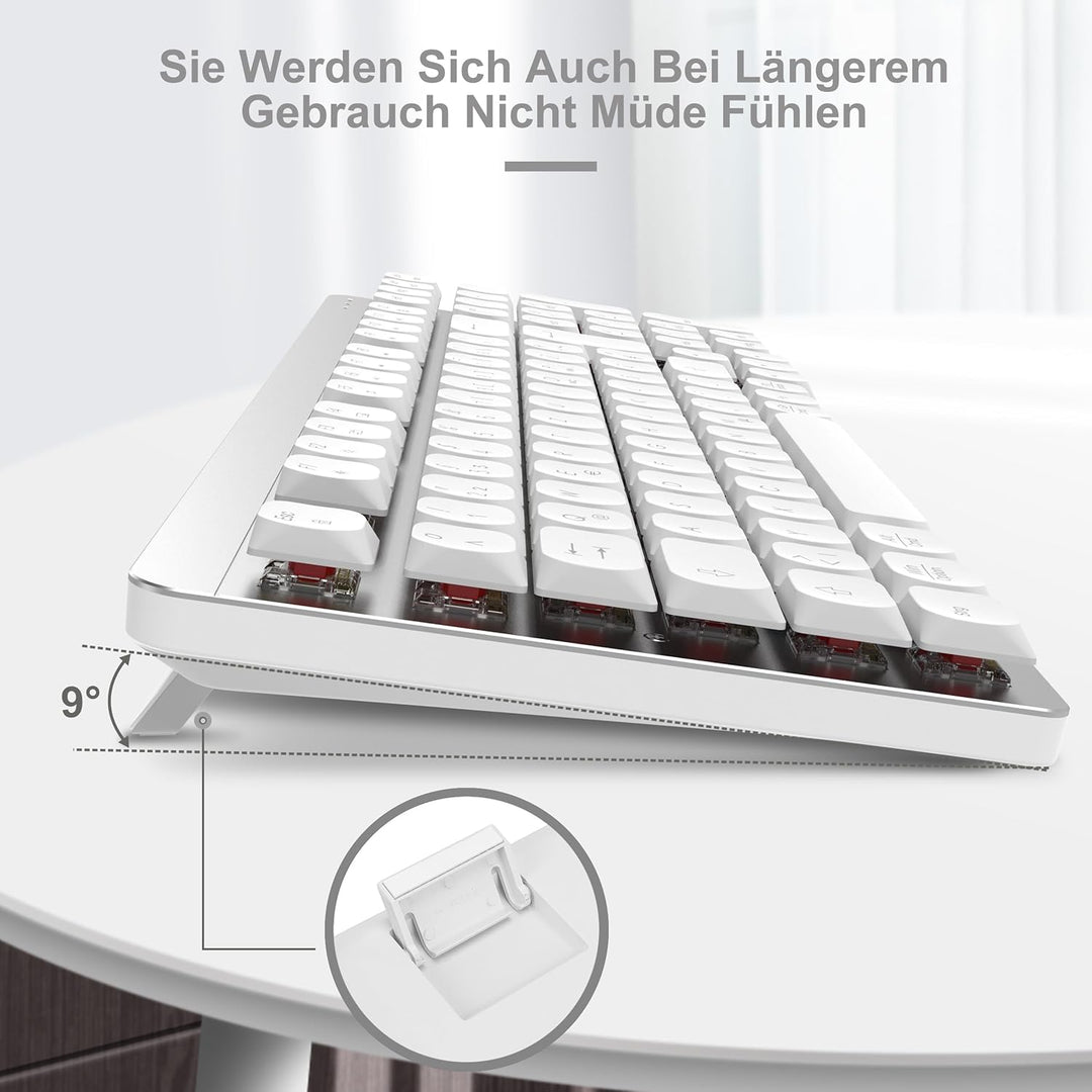 LeadsaiL FA98 Mechanische Tastatur und Maus set Kabellos, QWERTZ Layout Funktastatur mit Maus, Low-P