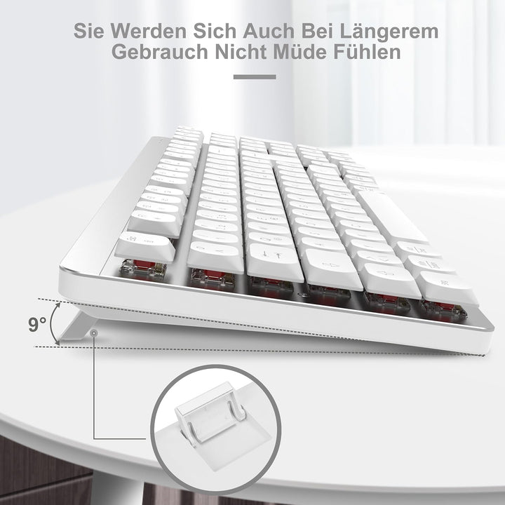 LeadsaiL FA98 Mechanische Tastatur und Maus set Kabellos, QWERTZ Layout Funktastatur mit Maus, Low-P