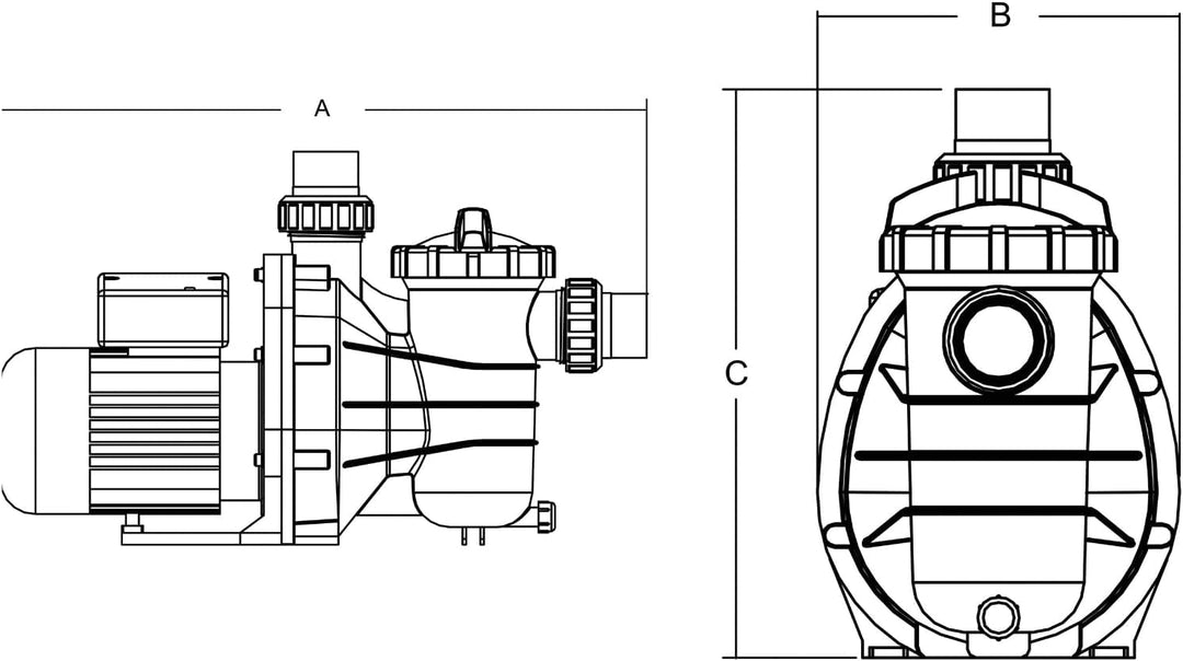 Mega Schwimmbadpumpe 50mm / 1,5" Metrisch/Imperial Lösungsfassung, 1,5A 230VAC SS020 mit FI-Stecker