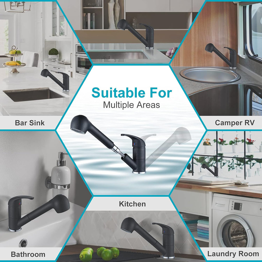 ARCORA Küchenarmatur Schwarz Wasserhahn Küche Ausziehbar Spültischarmatur mit Brause Mischbatterie f