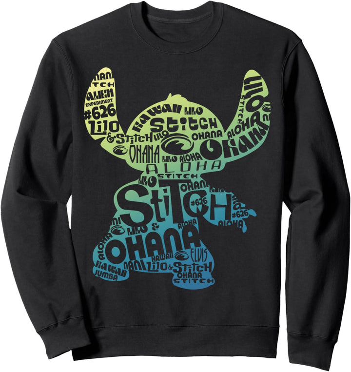 Disney Lilo & Stitch Silhouette Gradient Word Fill Sweatshirt