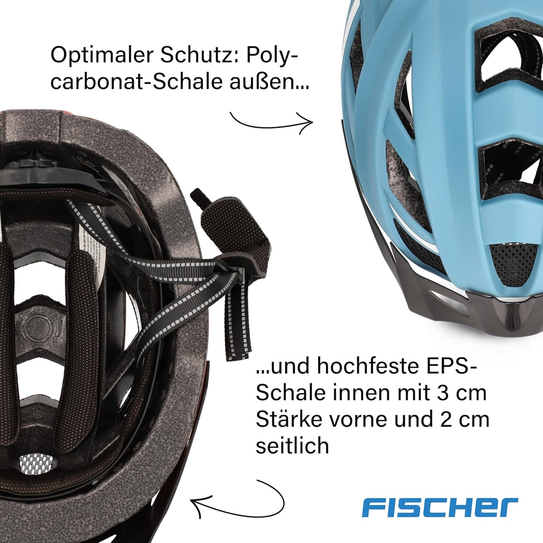 FISCHER Erwachsene Fahrradhelm Urban Plus Chicago Radhelm, Cityhelm mit integriertem LED-Rücklicht,