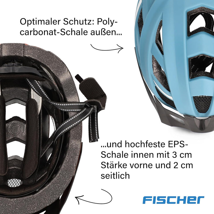 FISCHER Erwachsene Fahrradhelm Urban Plus Chicago Radhelm, Cityhelm mit integriertem LED-Rücklicht,