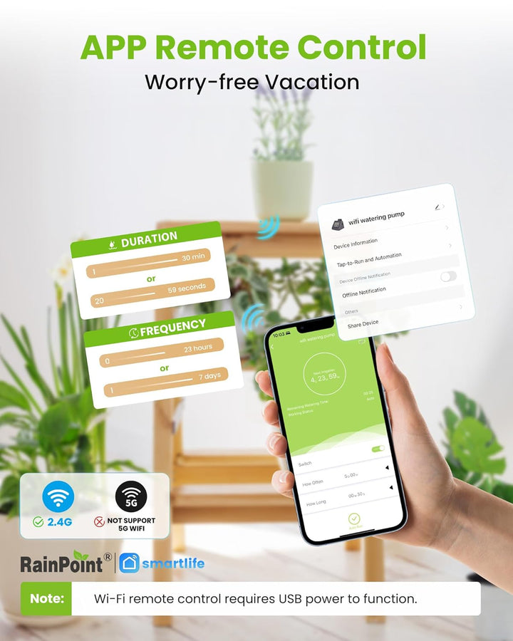 RAINPOINT WiFi Automatisches Bewässerungssystem, Automatisches Tropfbewässerungsgerät mit Pumpe, APP