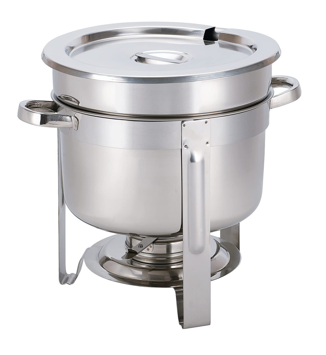 METRO Professional Chafing Dish/Suppenstation, Edelstahl, 9.8 L, rund, Suppenwärmer mit Deckel, Silb