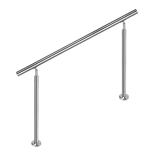 Aufun Edelstahl Handlauf 160cm Treppengeländer Innen und Aussen mit 2 Pfosten für Treppen, Brüstung,