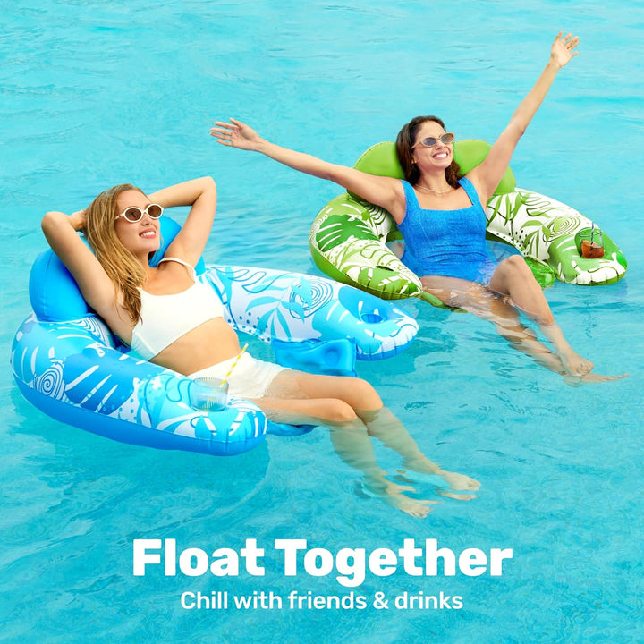 SLOOSH Aufblasbare Pool-Flösse für Erwachsene, 2er Poolstühle mit Getränkehaltern, aufblasbarer schw