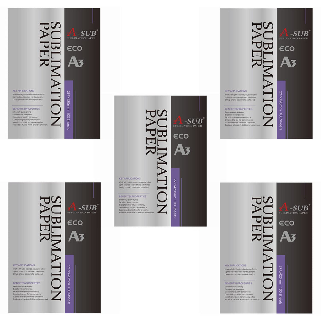 A-SUB Sublimationspapier A3, 297x420 mm, 500 Blatt, kompatibel mit EPSON, SAWGRASS, RICOH, Brother S