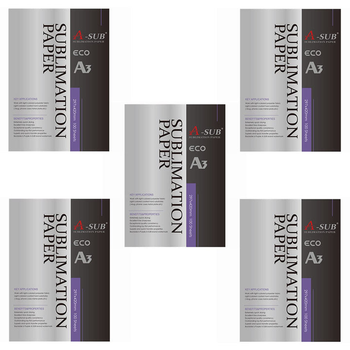 A-SUB Sublimationspapier A3, 297x420 mm, 500 Blatt, kompatibel mit EPSON, SAWGRASS, RICOH, Brother S