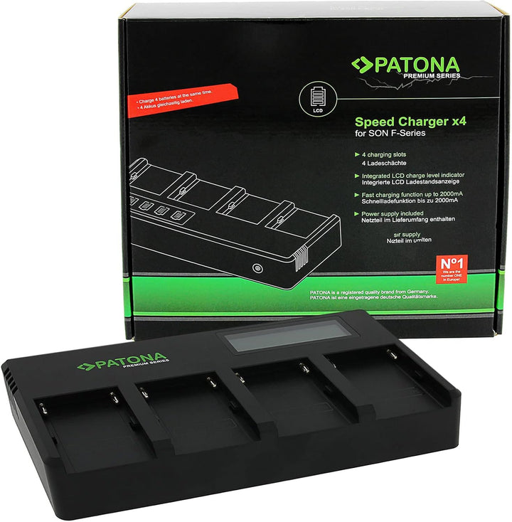 PATONA 1703 Premium (2A) Schnell-Ladegerät NP-F550 NP-F570 NP-F970 NP-F990 usw. (4-Kanal Speed Charg