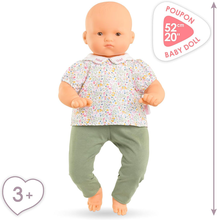 Corolle Mon Grand Poupon Bébé Chéri, 52cm, Weichkörperpuppe mit Schlafaugen, kann echte Babykleider